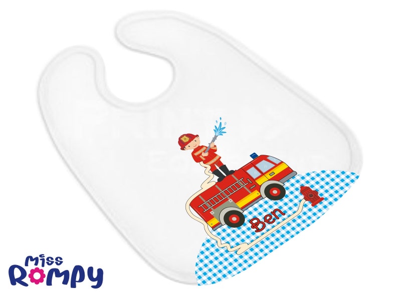 Baby bib FIREFIGHTER 834 with name, drool bib baby bib burp cloth image 3