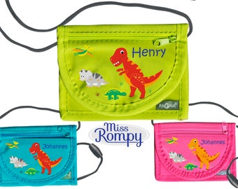 MissRompy | Breast bag Dinos (875) with name and safety clasp Dinosaur shoulder bag breast bag viewing window