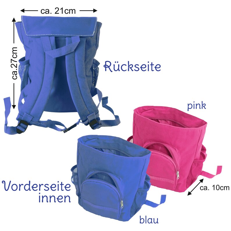 MissRompy Regenbogen 779 Rucksack mit Name, Kinderrucksack, Kindertasche, Kindergartenrucksack, Kiga, Kita, passend zu Brotdose Beutel Bild 4