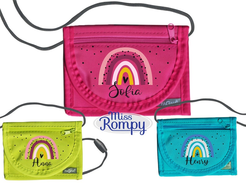 MissRompy Breast bag rainbow 779 with name and safety clasp heart star shoulder bag breast bag viewing window image 1
