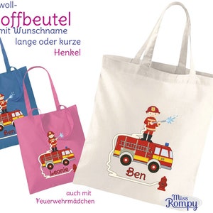 FEUERWEHR (834) BW-Stoffbeutel mit Name Jutebeutel Einkaufsbeutel Tragebeutel Namensbeutel Motivbeutel Baumwollbeutel Junge Mädchen Einsatz