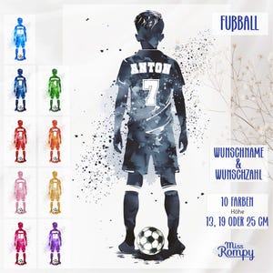 MissRompy | Fußballer, (881), Name, Zahl, Wunschname, zum Aufbügeln, Bügelbild, Geburtstagszahl, Aufbügler, Applikation, Bügelsticker