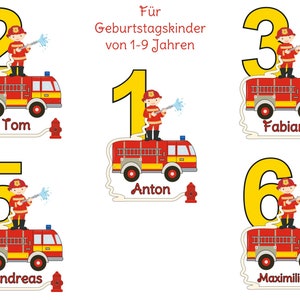 MissRompy DTF Feuerwehr 834 Großes Bügelbild Name Zahl Geburtstag Bügelbild Aufbügler Applikation Geburtstagsshirt Geburtstagsbügelbild Bild 2