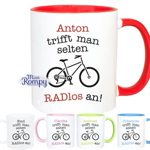Cup (760) cyclist with name cyclist personalized bicycle wheelless cyclist birthday gift ceramic cup