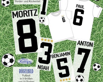 MissRompy | Trikot (850), Front UND Rückenmotiv, viele Farben, Name, Bügelbild, Wunschname, Bügelname, Aufbügler, DTF, WM, Fußball