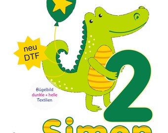 MissRompy | DTF Crocodile (793) Large iron-on picture name number A4 or A5 birthday iron-on picture iron-on birthday shirt birthday iron-on picture