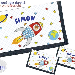Rakete (837) Geldbörse mit Name Kinder Geldbeutel Klett Portemonnaie Kinderportemonnaie Kindergeldbeutel Kindergeldbörse Namengeldbörse