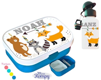 MissRompy Forest Animals (797) lunch box with name in a set with drinking bottle or individually snack box lunch box lunch box sports aluminum bottle