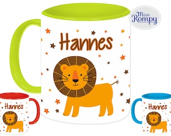Lion (790) children's cup with NAME and theme print children's cup children's cup suitable for backpack lunch box drinking bottle and bag