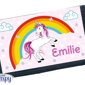 MissRompy | EINHORN, (869), Geldbörse, Name, personalisiert, Kindergeldborse, Kinder, Geldbeutel, Kindergeldbeutel, Klett, Portemonnaie,