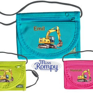 MissRompy | Brustbeutel Bagger (773) mit Name und Sicherheitsverschluss Herz Stern Umhängebeutel breast bag Sichtfenster