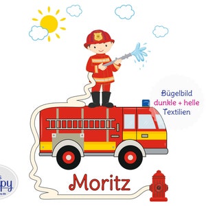 MissRompy DTF Feuerwehr 834 Großes Bügelbild Name Zahl Geburtstag Bügelbild Aufbügler Applikation Geburtstagsshirt Geburtstagsbügelbild ohne Zahl