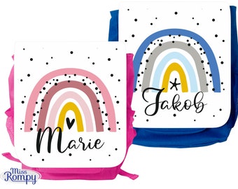 MissRompy | Rainbow (779) backpack with name, children's backpack, children's bag, kindergarten backpack, kindergarten, daycare, matching lunch box + bag