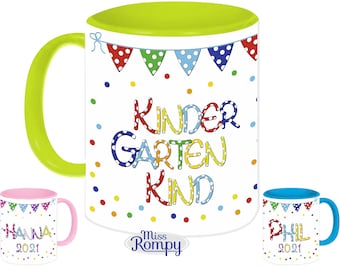 Kindergartenkind  (827) Kindertasse Tasse mit NAME und Themendruck Jahreszahl Kindergartentasse Kita Kiga Krippe Erzieherin