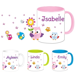 Cup (831) Owls with NAME and themed print