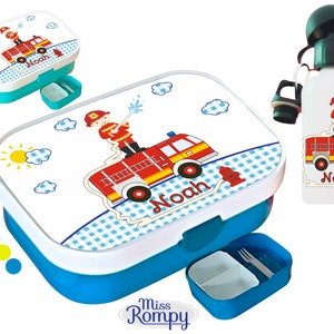 MissRompy Fire Department (834) lunch box with name in a set with drinking bottle or individually snack box lunch box lunch box sports aluminum bottle