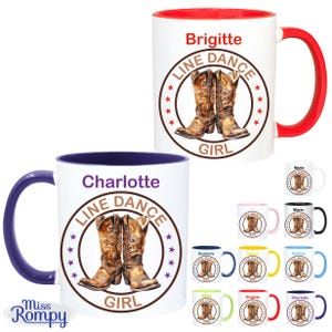 MissRomp | Tasse (696) Line Dance Girl Cowboy-Stiefel mit NAME personalisiert