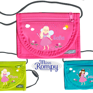 MissRompy | Brustbeutel Prinzessin (801) mit Name und Sicherheitsverschluss Umhängebeutel breast bag Sichtfenster