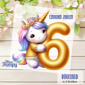 Einhorn, Zahlen, Bügelbild, Geburtstagsbügelbild, Geburtstag, Ballon, zum Aufbügeln, Bügelbild, Aufbügler, Applikation, Bügelsticker, A602