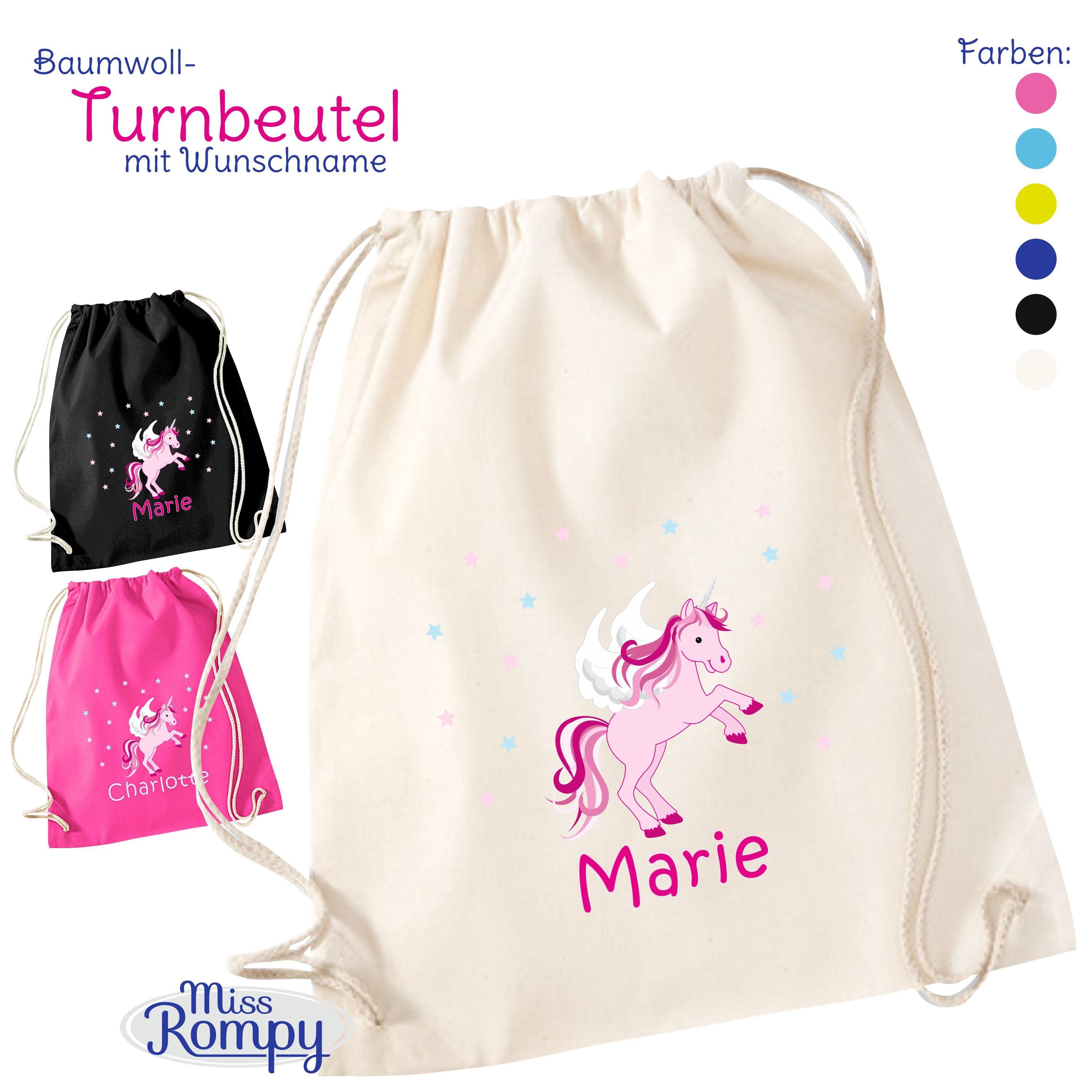 Kinder Turnbeutel Mit Namensdruck - Einhorn Design Jutebeutel 31x40cm