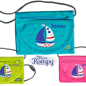 MissRompy | Brustbeutel Segelboot (857) mit Name und Sicherheitsverschluss Skipper Umhängebeutel breast bag Sichtfenster