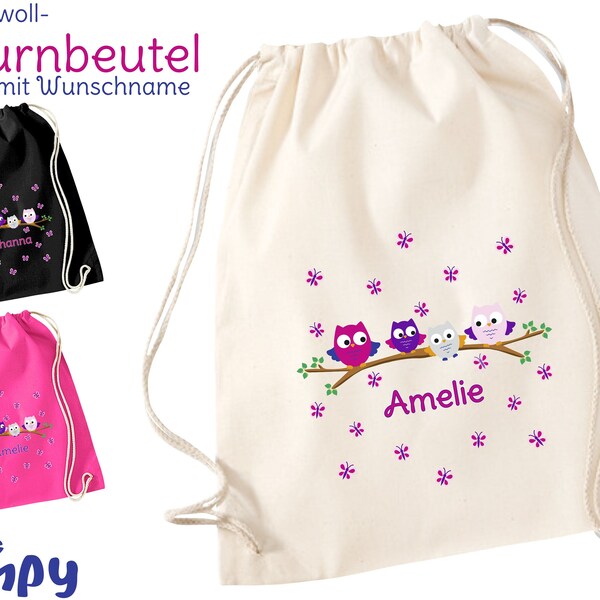 EULEN (860) BW-Turnbeutel mit Name KordelZugbeutel Sportbeutel Rucksack Gymsac