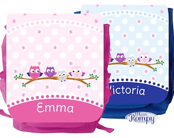 MissRompy | Owls (860) backpack with name, children's backpack, children's bag, kindergarten backpack, kindergarten, daycare, matching lunch box and bag