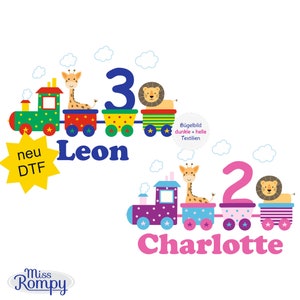 MissRompy | Pociąg, (807), Naklejka żelazna na urodziny, Imię, z numerem/bez, 3 rozmiary, Naprasowanka, Naszywka żelazna, Aplikacja żelazna, Aplikacja, Naklejka żelazna