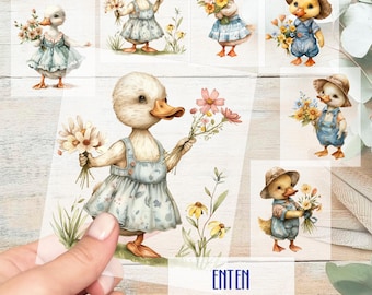 Ducks, (406), iron-on transfer, spring, for ironing on, flowers, various motifs and heights, iron-on transfer, iron-on patch, appliqué, iron-on sticker,