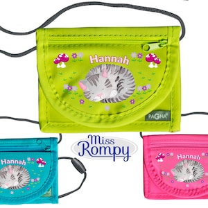 MissRompy | Brustbeutel Katze (827) mit Name und Sicherheitsverschluss Kater Umhängebeutel breast bag Sichtfenster