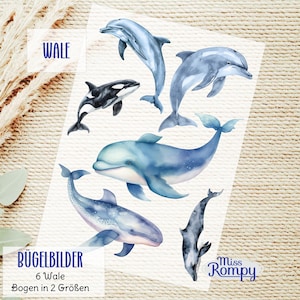 Peut inclure: Six motifs de baleines à repasser en deux tailles. Les baleines sont bleues et grises avec des accents blancs. Les motifs sont parfaits pour ajouter une touche de fantaisie à n'importe quel projet.