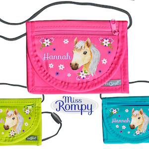 MissRompy | Brustbeutel Pferd (780) mit Name und Sicherheitsverschluss Pferdekopf Umhängebeutel breast bag Sichtfenster