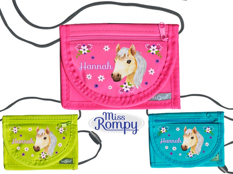 MissRompy Breast bag horse 780 with name and safety clasp horse head shoulder bag breast bag viewing window image 1