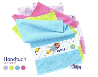 Handtuch Rakete (837) Name klein groß Kinderhandtuch Motivhandtuch Geburtsgeschenk Geschenk zur Taufe kindergartenstart schule