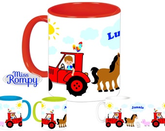 Tractor (871) children's cup with NAME and theme print cup children's cup cat cup suitable for backpack and lunch box motif cup