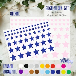 Étoiles, (036), set d'images thermocollantes, 49, étoile, à repasser, diverses, tailles, couleurs, étoiles thermocollantes, thermocollant, application, patch thermocollant