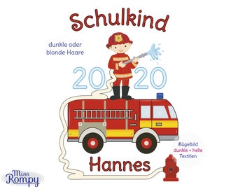 MissRompy | DTF SCHULKIND (834) Large iron-on image in 2 sizes Fire brigade School start name number birthday iron-on patch application school enrollment