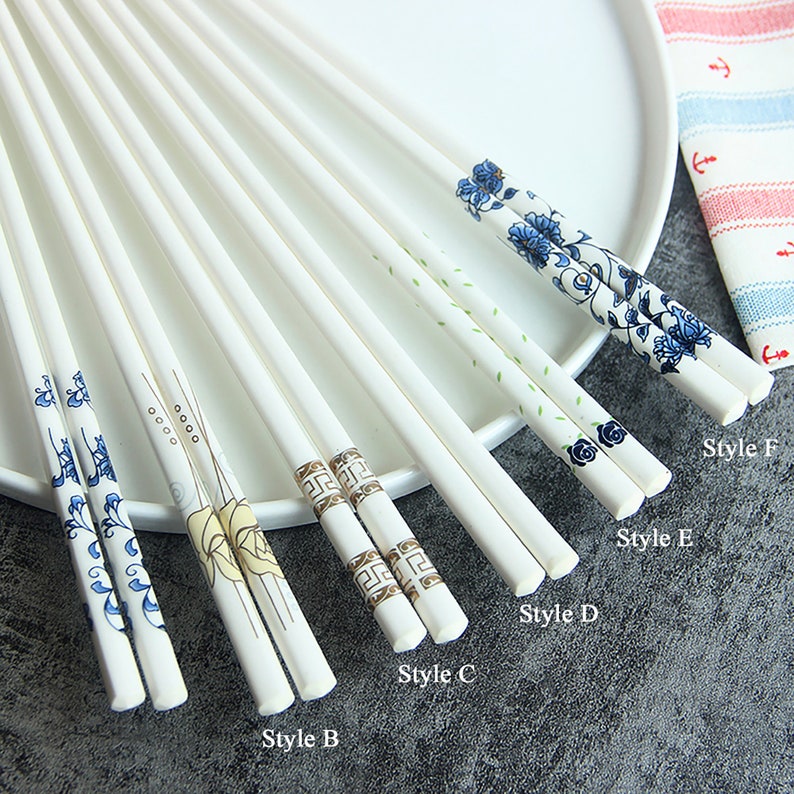 2 pair of ceramic chopstick Chinese Ceramic chopstick white Etsy