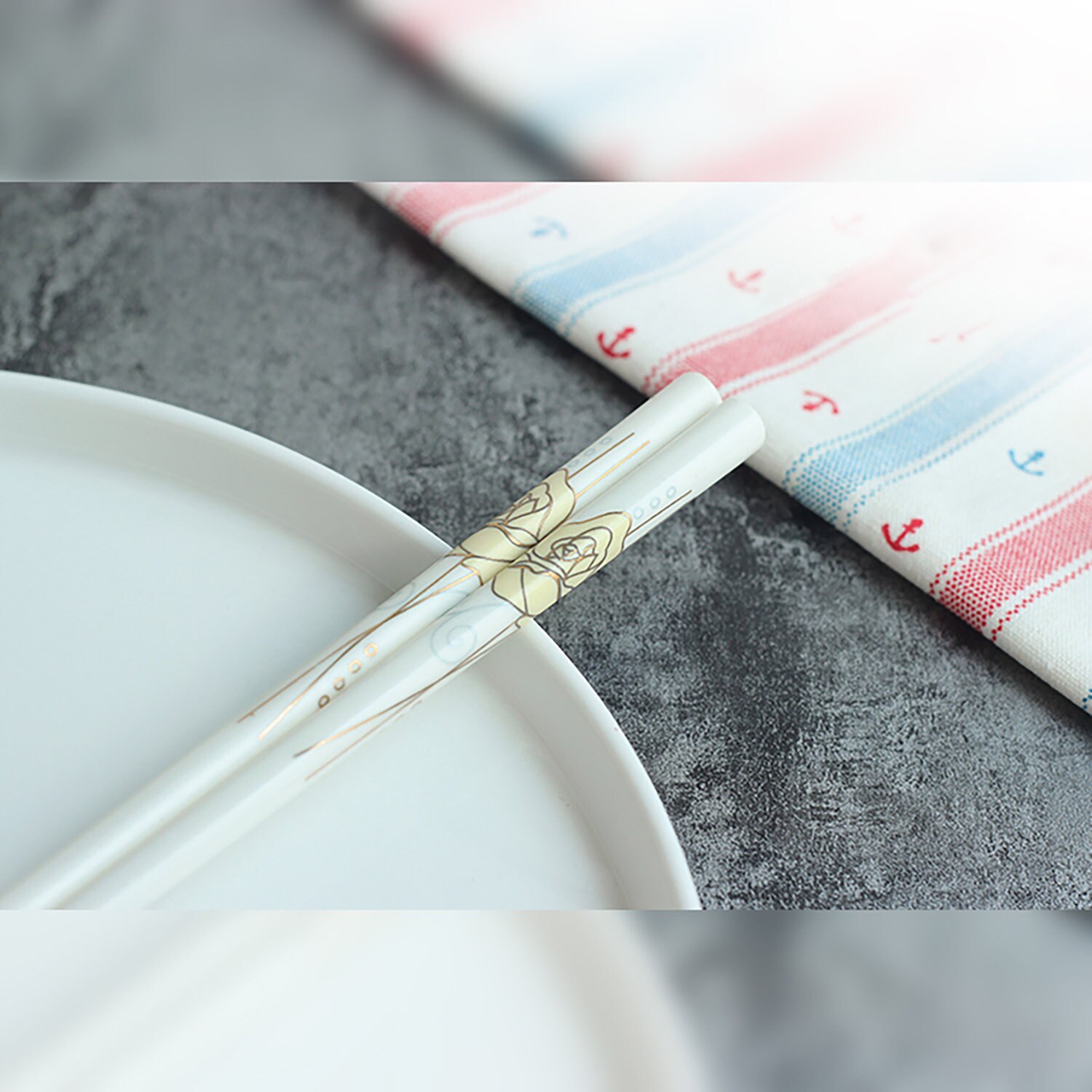2 pair of ceramic chopstick Chinese Ceramic chopstick white Etsy
