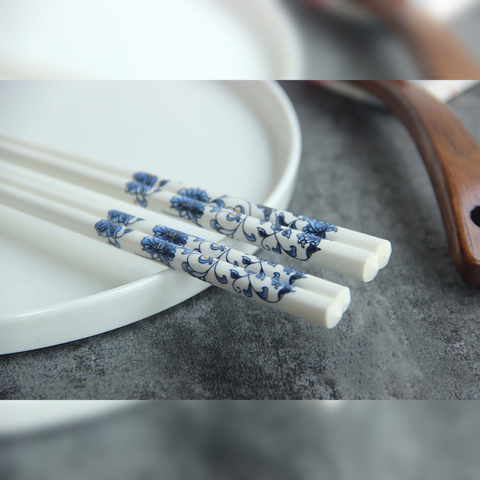 2 pair of ceramic chopstick Chinese Ceramic chopstick white Etsy