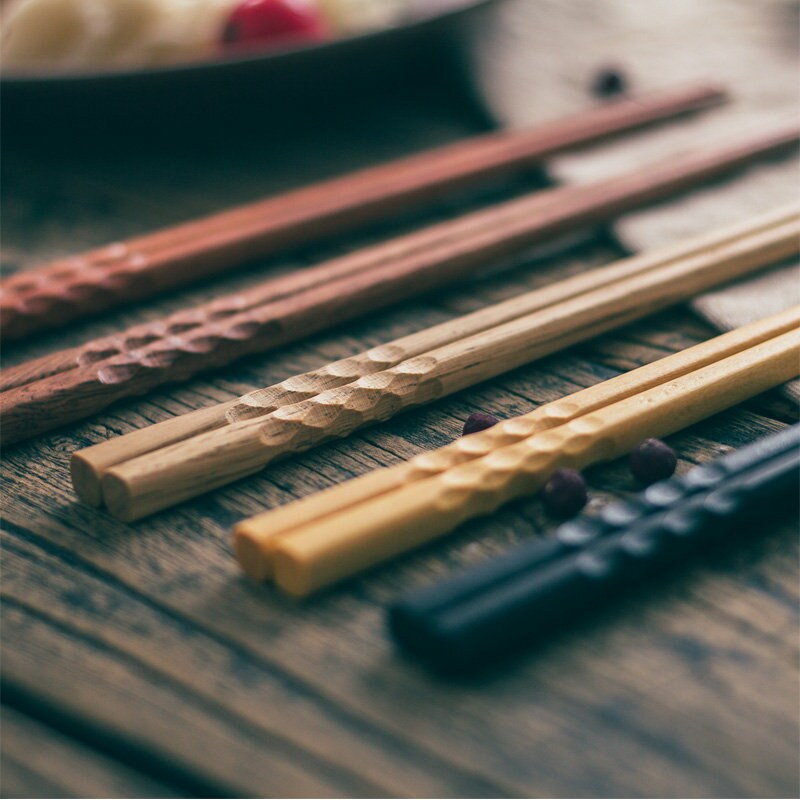 Natural wood Chopsticks for daily use, 5 pairs of wood chopsticks, Ja…