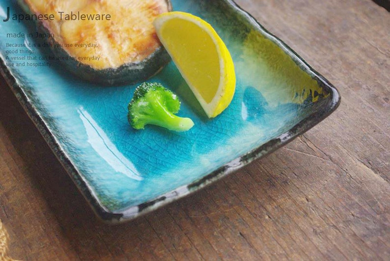 Ocean blue dinner plates rectangle plate Turquoise Blue Etsy