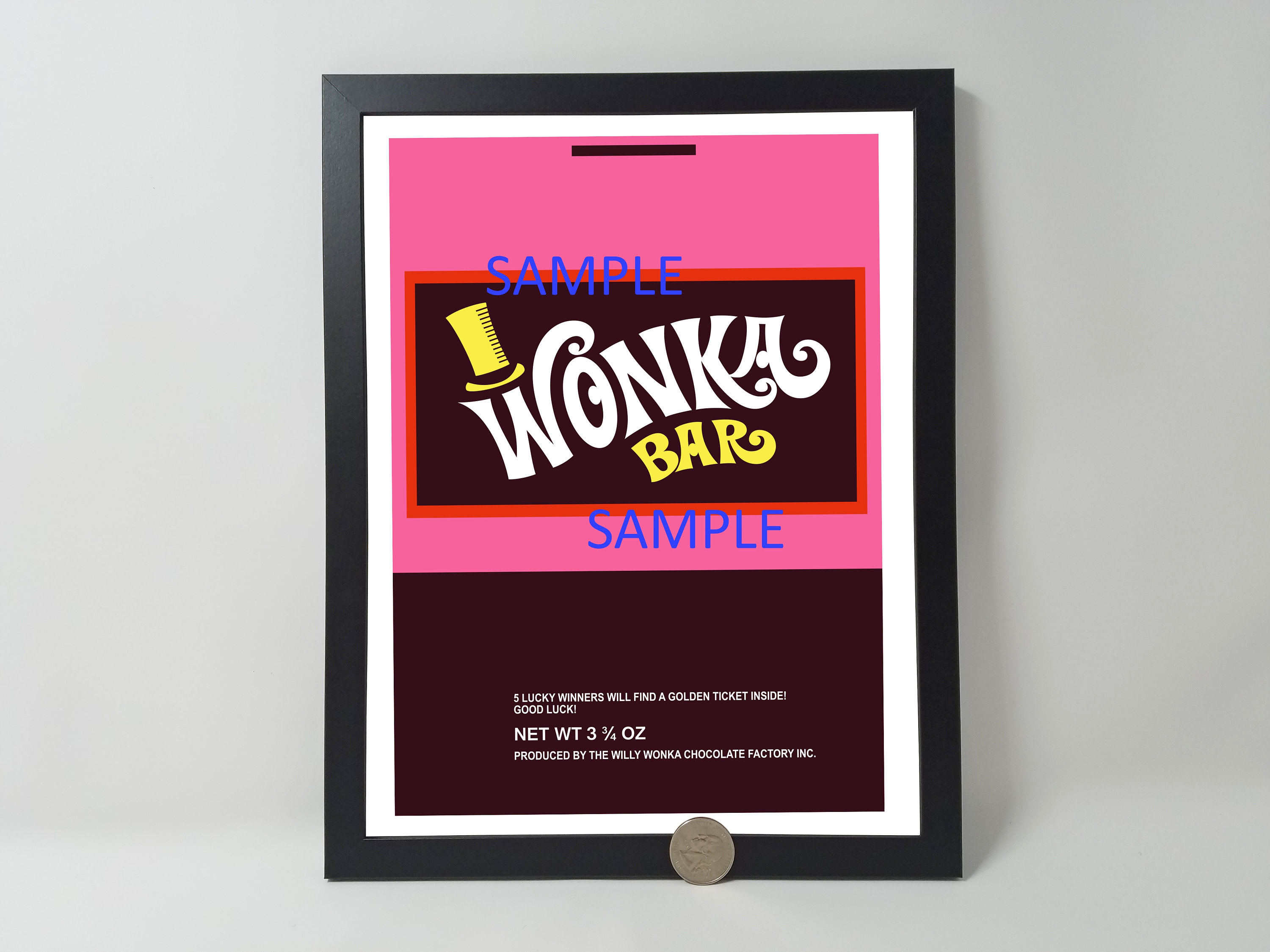 ICING Willy Wonka, Wonka Bar Chocolate Wrapper EFFECT Edible Cupcake Topper  x 36