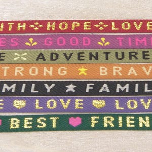 1m Schmuckband mit Text 10mm Text-/Motivauswahl
