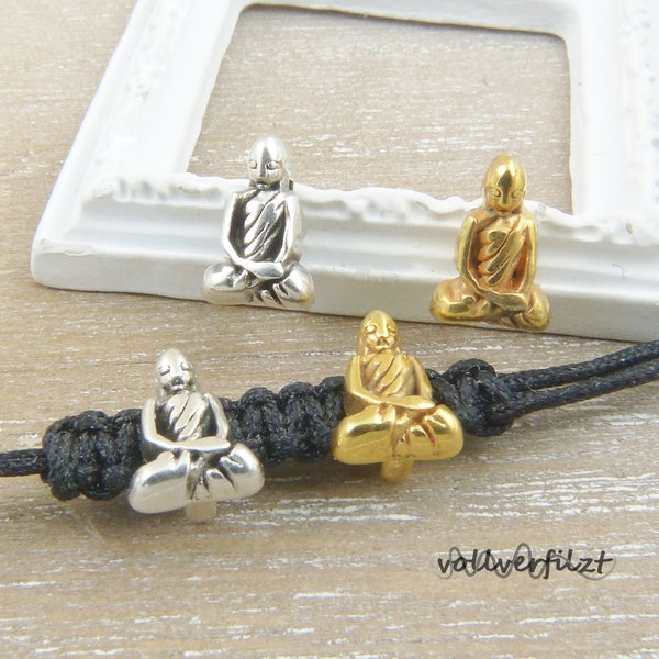 2x Schiebeperle Buddha 6x9mm Farbauswahl Buddhaperle Yoga Slider Großlochperle