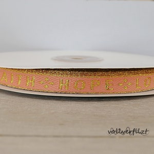 1m Schmuckband mit Text 10mm Textauswahl faith hope love