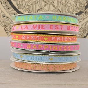 1m Schmuckband mit Text 10mm Textauswahl