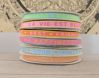 1m Schmuckband mit Text 10mm Textauswahl