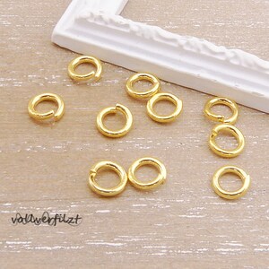 10x Edelstahl Binderinge offen 5mm stabil goldfarben Auswahl Stahl jumpring Biegering Bild 2