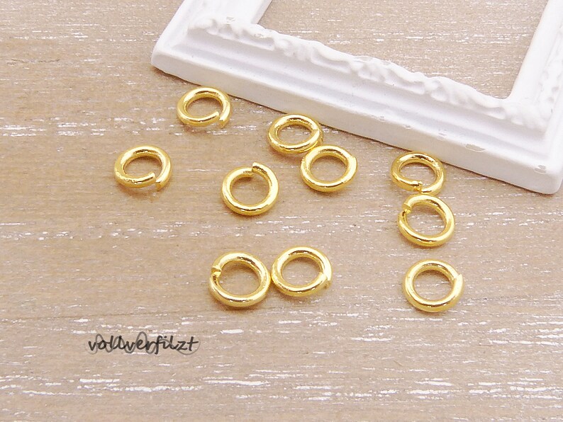 10x Edelstahl Binderinge offen 5mm stabil goldfarben Auswahl Stahl jumpring Biegering Bild 2